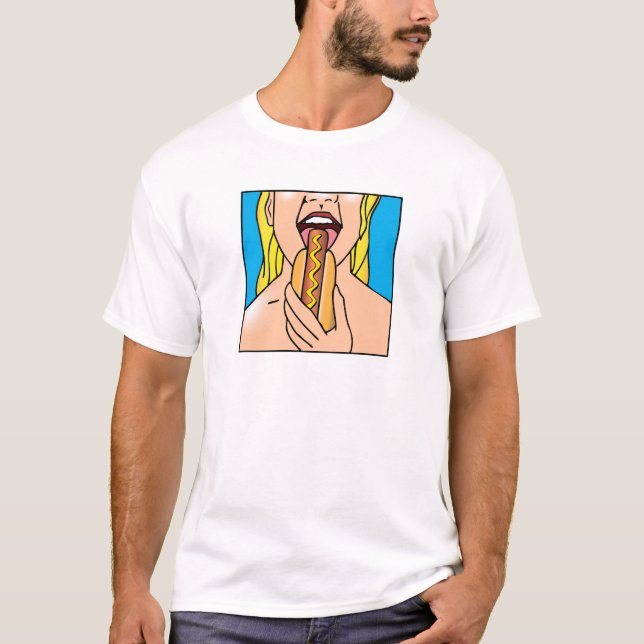 Camiseta Perrito caliente de señora Eating (Anverso)