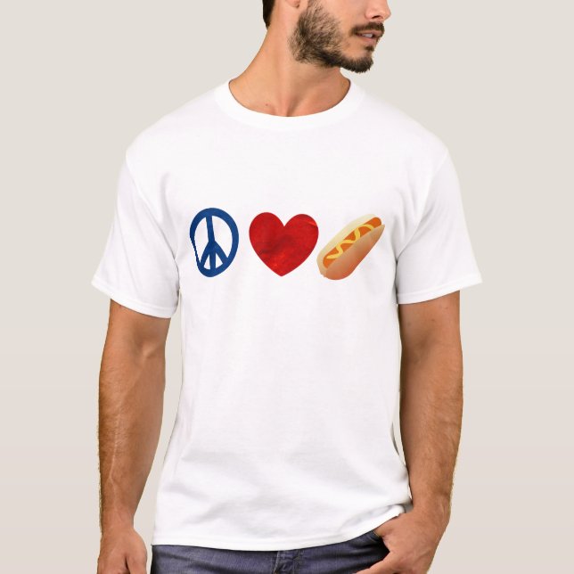 Camiseta Perrito caliente del amor de la paz (Anverso)