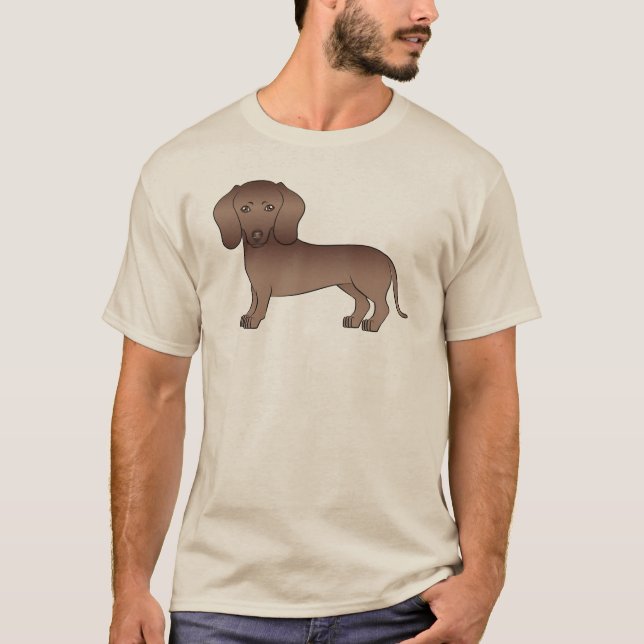 Camiseta Perrito Caricatura Adorable Dachshund Pelo Corto M (Anverso)