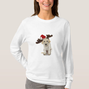 Camiseta Perrito con los oídos del gorra y del reno de