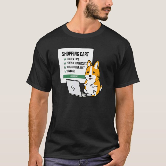 Camiseta Perrito Corgi Carrito de Compras (Anverso)