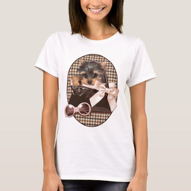 Camiseta Perrito de Houndstooth Yorkie (Anverso)