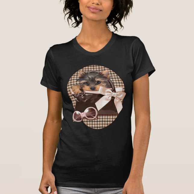 Camiseta Perrito de Houndstooth Yorkie (Anverso)