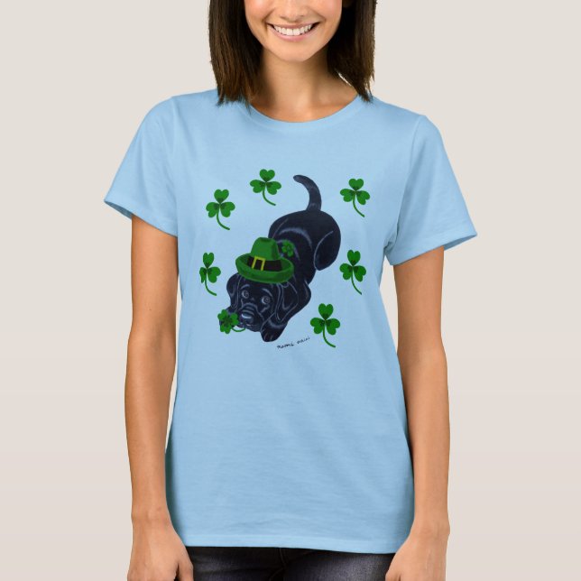 Camiseta Perrito de Labrador del negro del día de St (Anverso)
