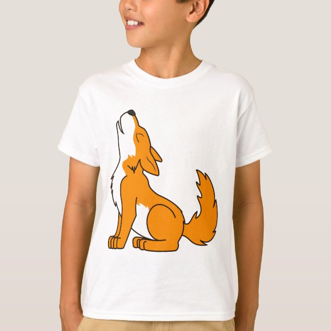 Camiseta Perrito de lobo anaranjado que grita (Anverso)