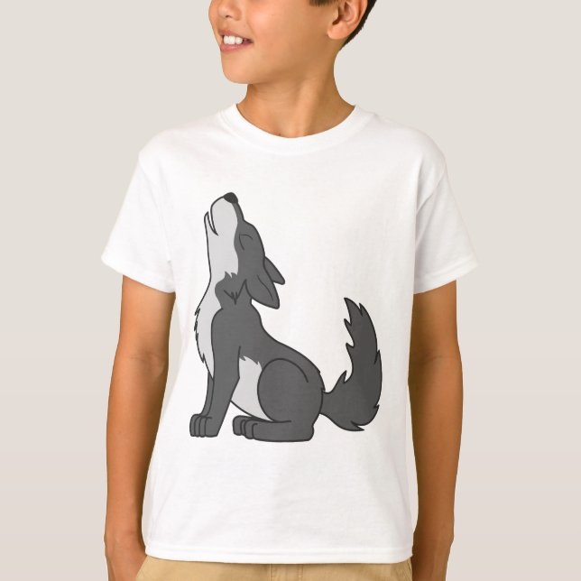 Camiseta Perrito de lobo gris que grita (Anverso)