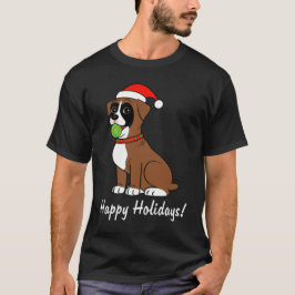 Camiseta Perrito del boxeador con el gorra de Santa buenas