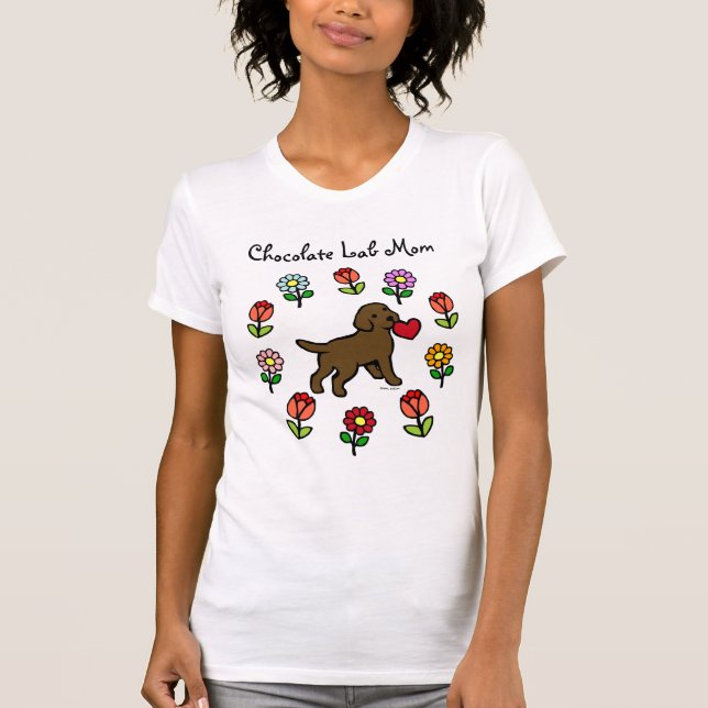Camiseta Perrito del laboratorio del chocolate y corazón (Anverso)