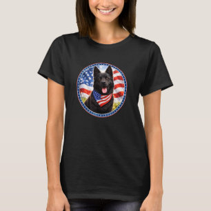 Camiseta Perrito Divertido Lindo de Pastor Alemán Bandera d