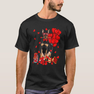 Camiseta Perrito Doberman Lindo Corazón Divertido Día de Sa
