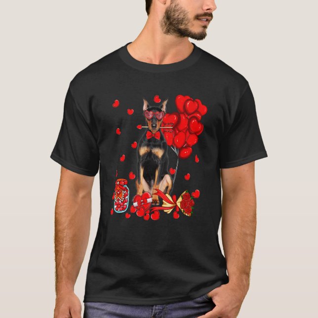 Camiseta Perrito Doberman Lindo Corazón Divertido Día de Sa (Anverso)
