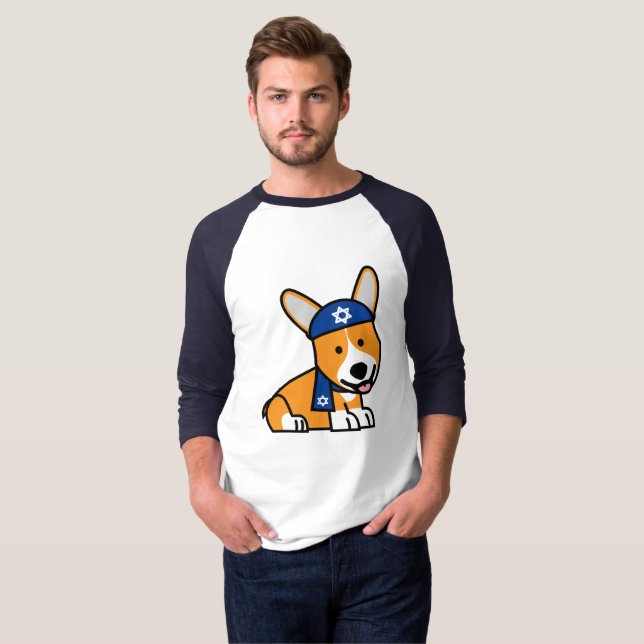 Camiseta Perrito judío feliz del perro de los Corgis del (Anverso completo)
