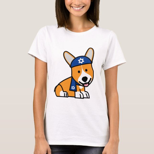 Camiseta Perrito judío feliz del perro de los Corgis del (Anverso)