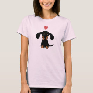 Camiseta Perrito lindo del Dachshund con el corazón de la