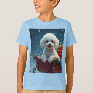 Camiseta Perrito lindo en el trineo de Santa