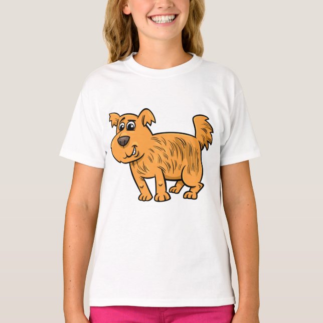 Camiseta Perrito Naranja Desgreñado (Anverso)