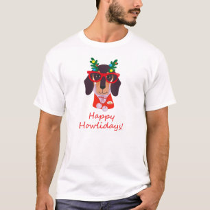 Camiseta Perrito Navideño Adorable Howlidays Doxie Dachshun