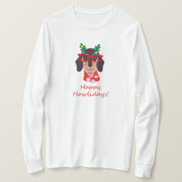 Camiseta Perrito Navideño Bonito Howlidays Doxie Dachshund 