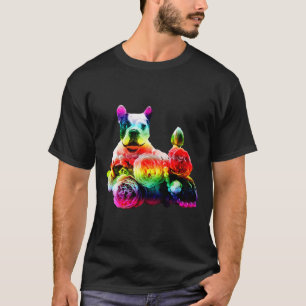 Camiseta Perrito Pug Arcoíris Adorable Acostado En Rosas