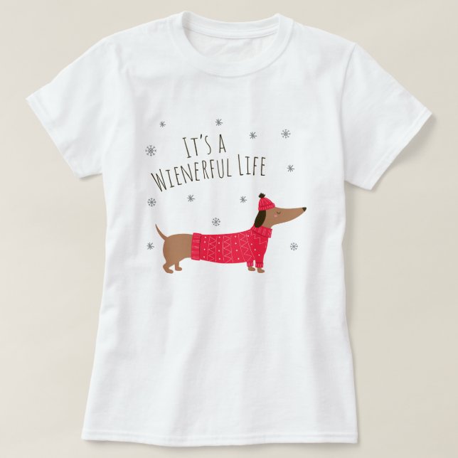 Camiseta Perrito salchicha divertido de Navidad (Diseño del anverso)