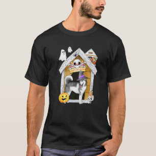Camiseta Perrito Siberiano Husky Bruja Divertida de Hallowe