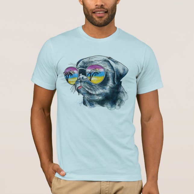 Camiseta Perrito tropical de la acuarela (Anverso)