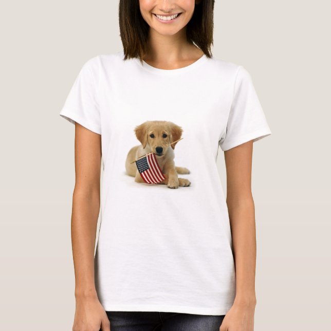 Camiseta Perrito y bandera del golden retriever (Anverso)