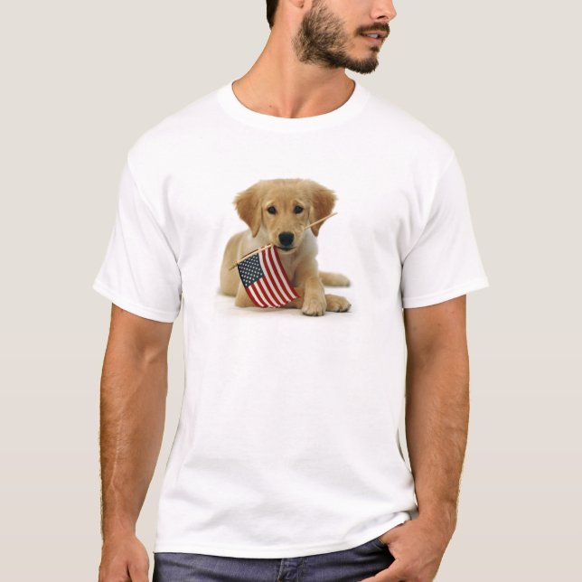 Camiseta Perrito y bandera del golden retriever (Anverso)