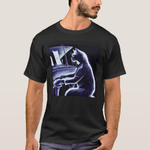 Camiseta Perritos calientes del pianista de gato negro