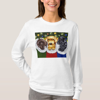 Camiseta Perritos de Labrador de la sorpresa del navidad