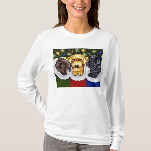 Camiseta Perritos de Labrador de la sorpresa del navidad (Anverso)