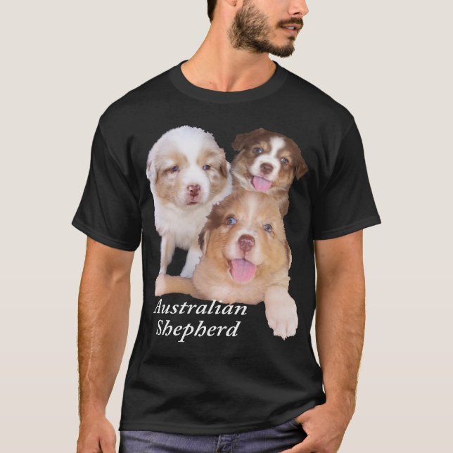 Camiseta Perritos tri y rojos rojos de Merle Aussie (Anverso)