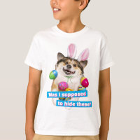 Perro acostado sobre huevos de Pascua