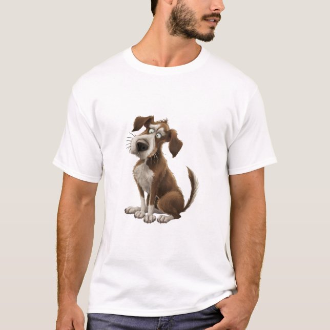Camiseta Perro acuarela confundido con perro sorprendido (Anverso)