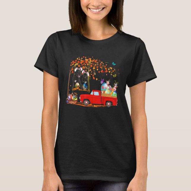 Camiseta Perro acuático portugués con camioneta roja de ore (Anverso)
