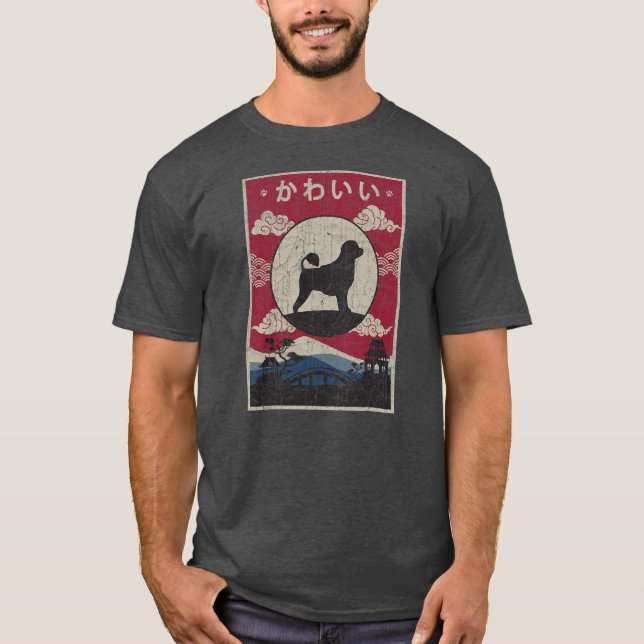 Camiseta Perro acuático portugués japonés diseño perro kawa (Anverso)