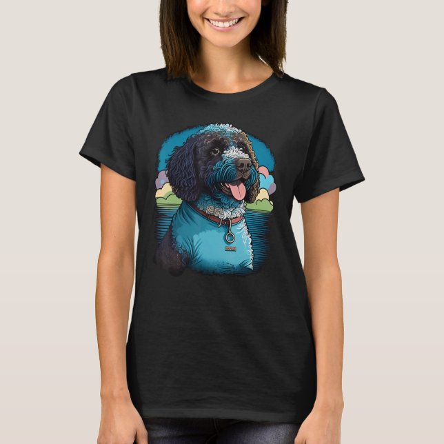 Camiseta Perro acuático portugués lindo en perro de agua po (Anverso)