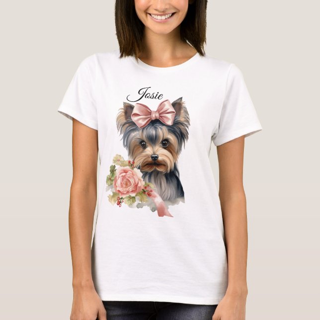CAMISETA PERRO ADORABLE NEGRO Y TAN YORKSHIRE TERRIER PERRO (Anverso)
