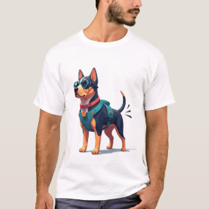 Camiseta Perro adorable y aventurero con gafas y arnés 