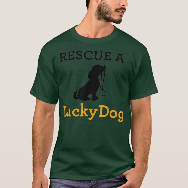 Camiseta Perro afortunado rescata a un perro afortunado (Anverso)