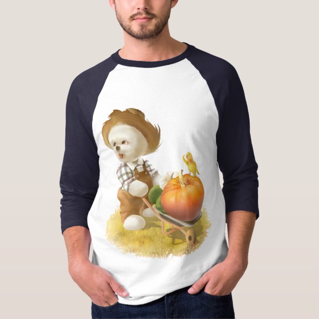 Camiseta Perro agricultor con calabaza (Anverso)