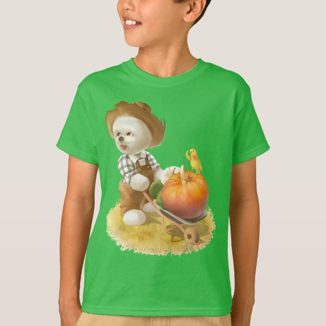 Camiseta Perro agricultor con calabaza (Anverso)