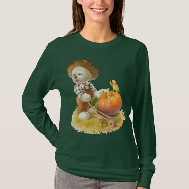 Camiseta Perro agricultor con calabaza (Anverso)