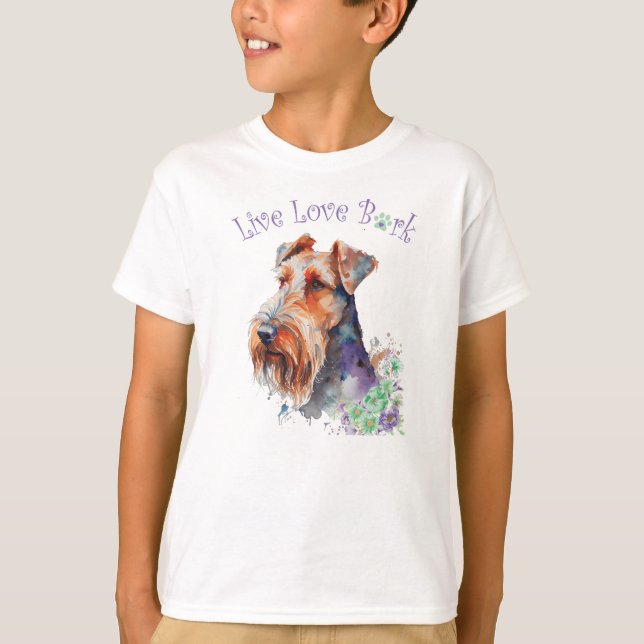 Camiseta Perro Airedale Floral Adorable (Anverso)