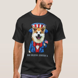 Camiseta Perro Akita 4 De Julio Pun Perro Americano