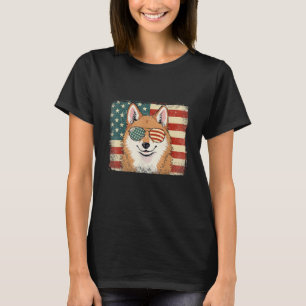 Camiseta Perro Akita Inu Patriótico Amante Bandera Estados 