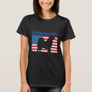 Camiseta Perro Alaskan Malamute Bandera Americana Alaskan M