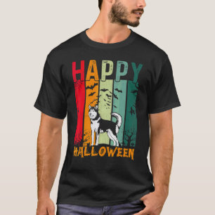 Camiseta Perro Alaskan Malamute Cena Retro de Halloween
