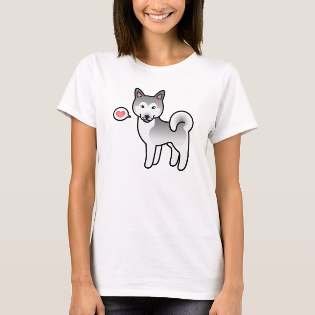 Camiseta Perro Alaskan Malamute Gris Y Blanco Amor (Anverso)