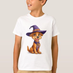 Camiseta Perro Alegre con Sombrero de Bruja
